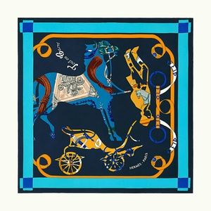 HERMES "Tout En Carre" Giant Scarf in 100% Silk Tw